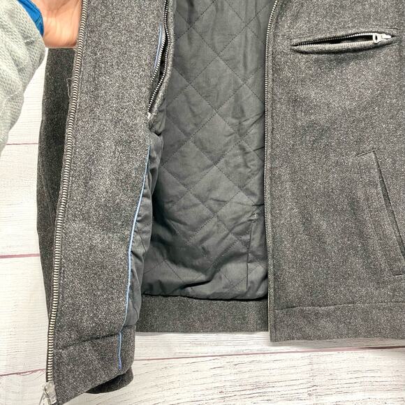 J. Crew Factory Charcoal Gray Wool Zip Front Biker Jacket Size S - Picture 7 of 13